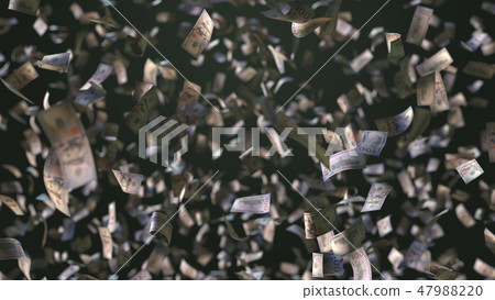 Falling one hundred dollar bills. 3D rendering 47988220