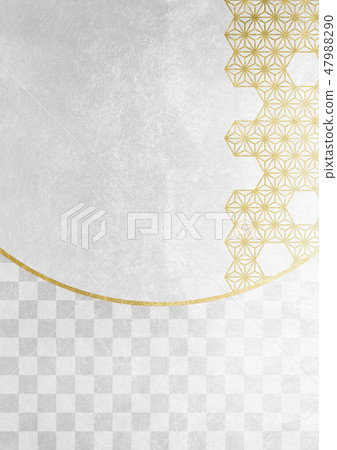 Ichimatsu Hemp leaf foil gold silver white image (background material) Ichimatsu Hemp leaf foil gold silver white image (background material) 47988290