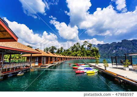 Floating Bungalows with kayaks at Khao Sok Floating Bungalows with kayaks at Khao Sok 47988597