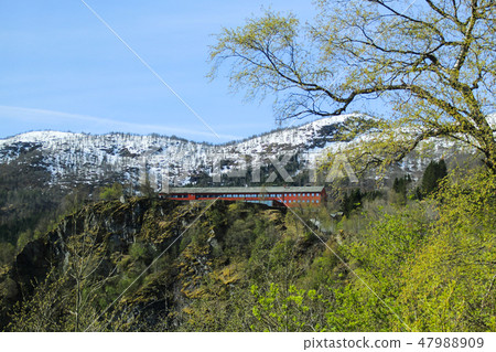 Mountain scenery and village in Norway Mountain scenery and village in Norway 47988909