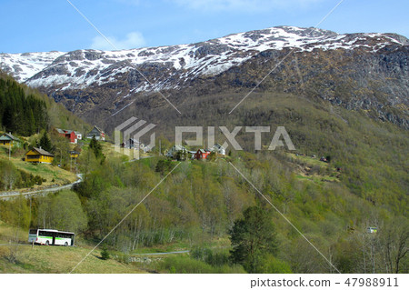 Mountain scenery and village in Norway Mountain scenery and village in Norway 47988911