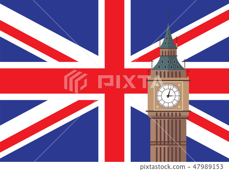 Big Ben with United Kingdom flag background 47989153