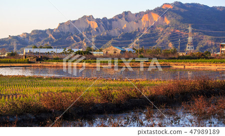 Beauty at the foot of the mountain 47989189