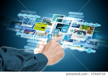 Internet social media and picture sharing concept Internet social media and picture sharing concept 47989720
