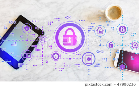 Cyber security with tablet and phone 47990230