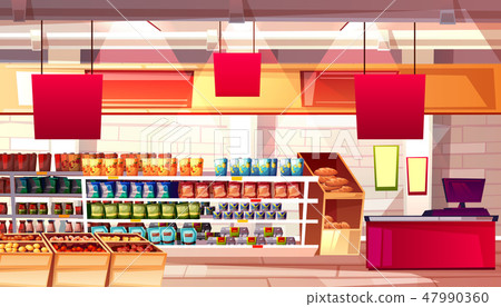 Supermarket grocery food illustration Supermarket grocery food illustration 47990360