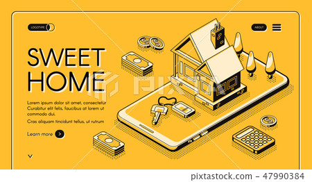 Real estate home online buy halftone line Real estate home online buy halftone line 47990384