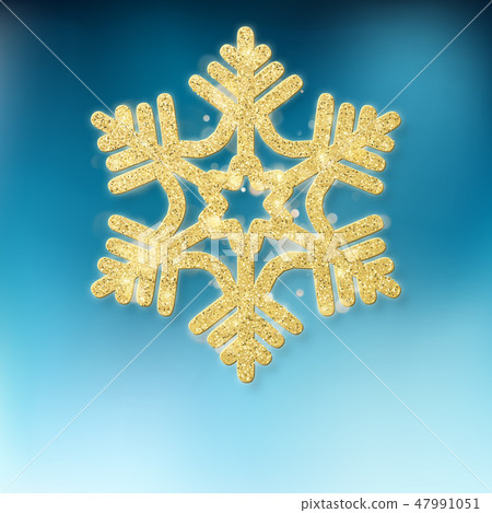Christmas tree ornamental golden glittering decoration star on blue background. EPS 10 Christmas tree ornamental golden glittering decoration star on blue background. EPS 10 47991051