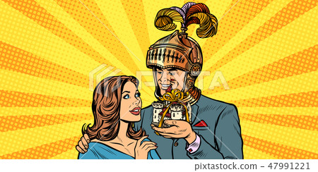 man knight gives a woman a castle 47991221