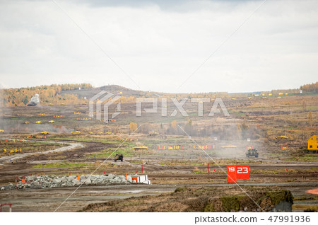 Antiaircraft gun missile systems in action 47991936