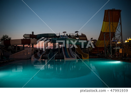 Night view on water park, Turkler, Turkey Night view on water park, Turkler, Turkey 47991939