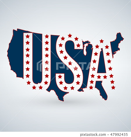 US logo or icon with USA letters across the map  47992435