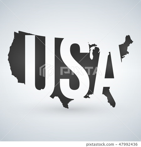 US logo or icon with USA letters across the map 47992436