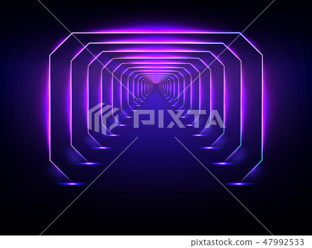 Endless futuristic tunnel glowing neon illumination vector Endless futuristic tunnel glowing neon illumination vector 47992533