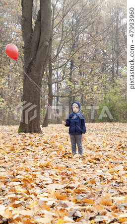 Boy with a red balloon 47993960