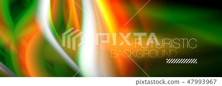Fluid color neon wave lines background, neon liquid color futuristic paint template 47993967