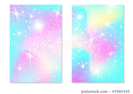 Unicorn rainbow background. Holographic sky 47995545
