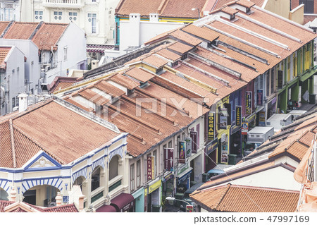 Little India Singapore shophouse aerial view 47997169