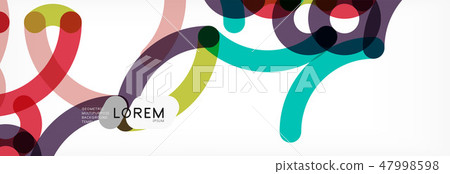 Curly wave lines abstract background design, transparent color lines on gray 47998598