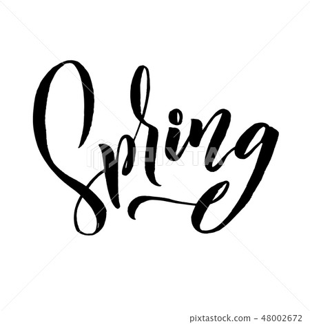 Spring. Trendy script lettering design Spring. - Vector 48002672