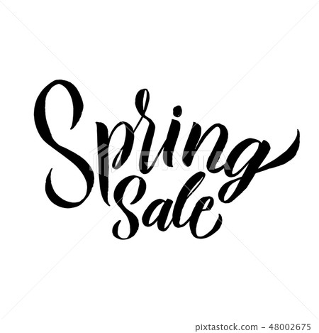 Spring. Trendy script lettering design Spring Sale. - Vector Spring. Trendy script lettering design Spring Sale. - Vector 48002675