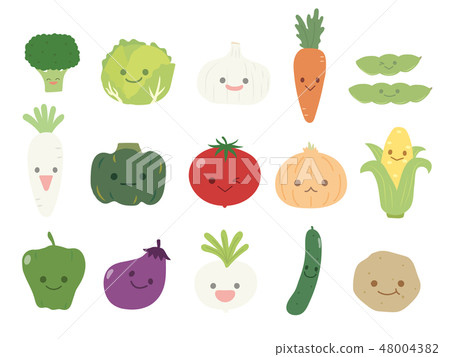 可愛的蔬菜人物插圖 48004382