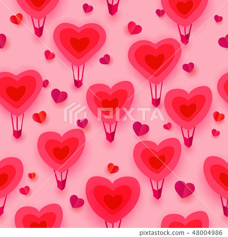 Seamless pattern with hearts balloons - Stock Illustration [48004986 ...