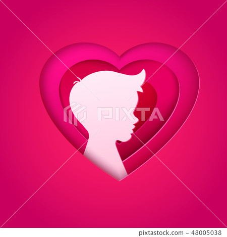 Male silhouette in layered heart 48005038