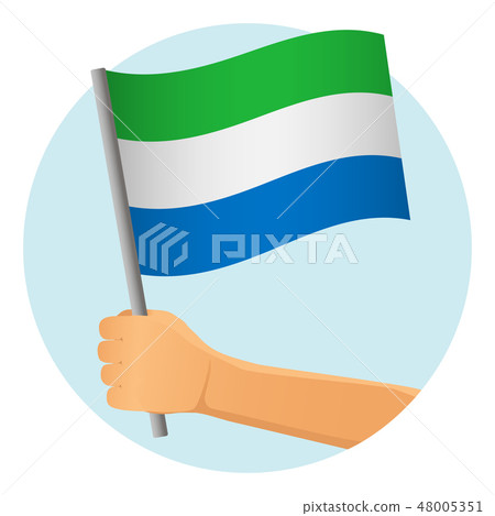 sierra leone flag in hand 48005351