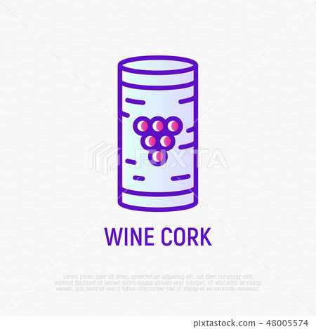 Wine cork with grape thin line icon - Stock Illustration [48005574] - PIXTA