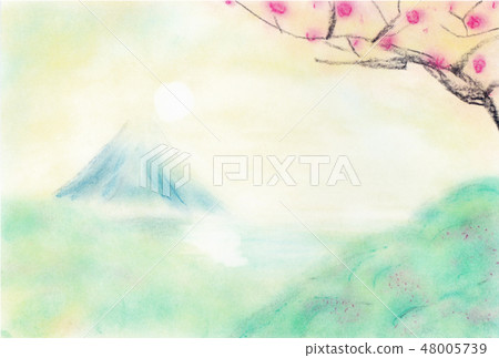 Pastel Spring Fuji Illustration Pastel Spring Fuji Illustration 48005739