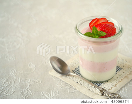 Strawberry Border Pudding (Copy Space) 48006874