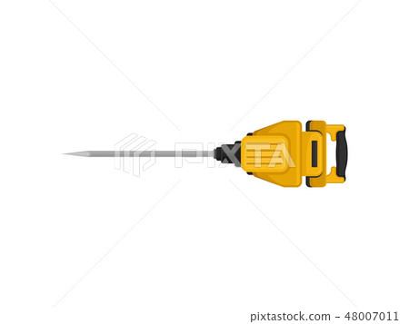 Flat vector icon of jackhammer with steel drill bit. Modern power tool. Electric hammer drill 48007011