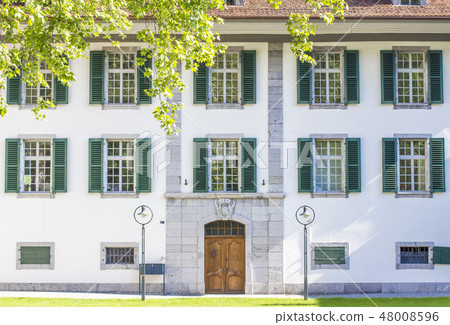 The buildings of the Castle Church in Interlaken.  48008596