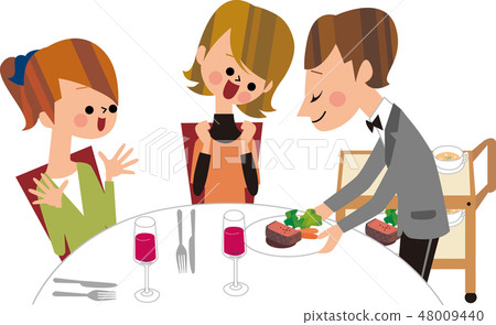 Female friends and dinner 48009440