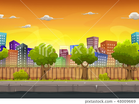 Seamless Street City Landscape For Game Ui 48009669