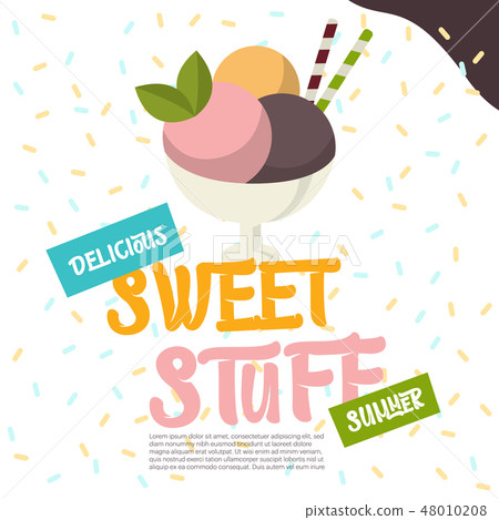 Ice cream poster summer flavor vector illustration Ice cream poster summer flavor vector illustration 48010208