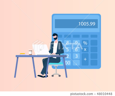 Accountant Using Laptop, Doing Counting Vector Accountant Using Laptop, Doing Counting Vector 48010448