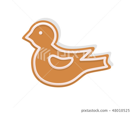Bird Cookie Made of Gingerbread for Christmas Bird Cookie Made of Gingerbread for Christmas 48010525