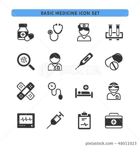 Basic medicine icons set 48011023
