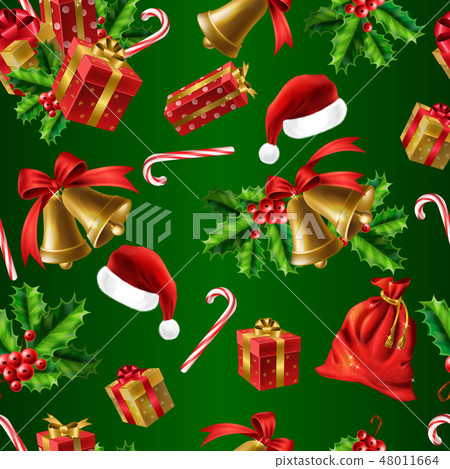Winter holidays realistic vector seamless pattern Winter holidays realistic vector seamless pattern 48011664