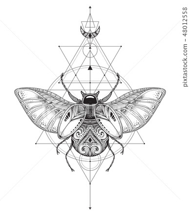 Hand drawn vector esoteric symbol, bug with... - Stock Illustration ...