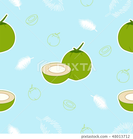 Young coconut seamless pattern background Young coconut seamless pattern background 48013712