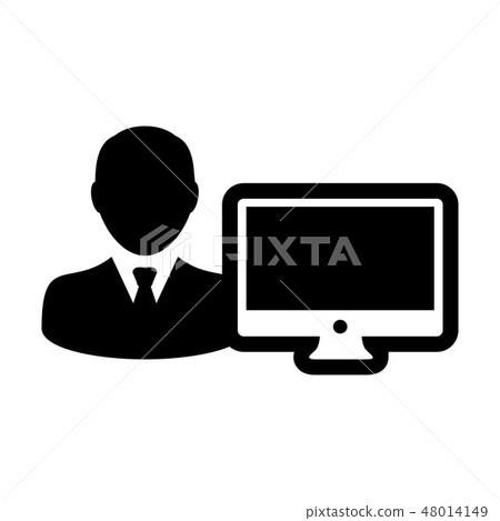 Office icon vector male person user computer - Stock Illustration ...