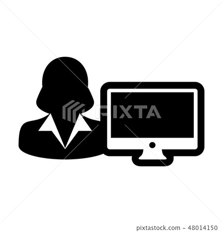 Computer icon vector female person user computer - Stock Illustration ...