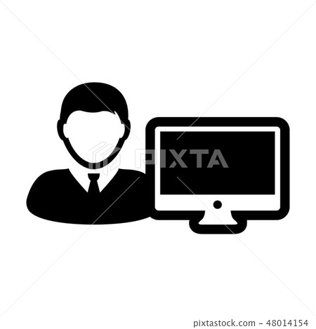 Monitor icon vector male person user computer - Stock Illustration ...