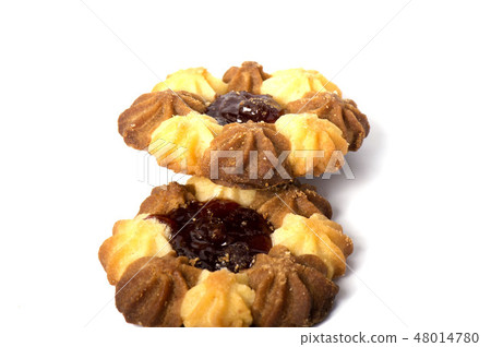 Shortbread biscuits isolated on white background Shortbread biscuits isolated on white background 48014780