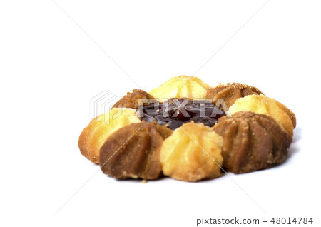 Shortbread biscuits  isolated on white background  48014784