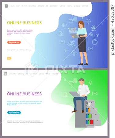 Online Business Web Poster, Man Woman Internet 48015387