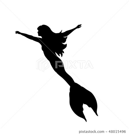 Mermaid siren water nymph silhouette ancient mythology fantasy 48015496